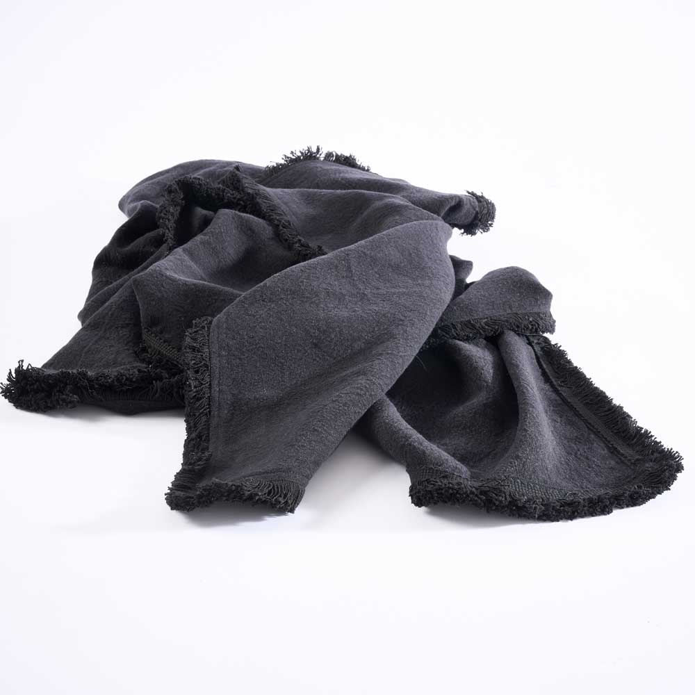 Black best sale linen throw