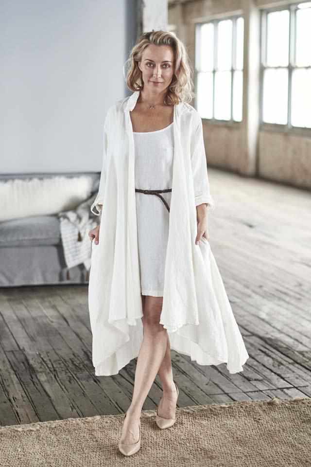 White linen slip sales dress