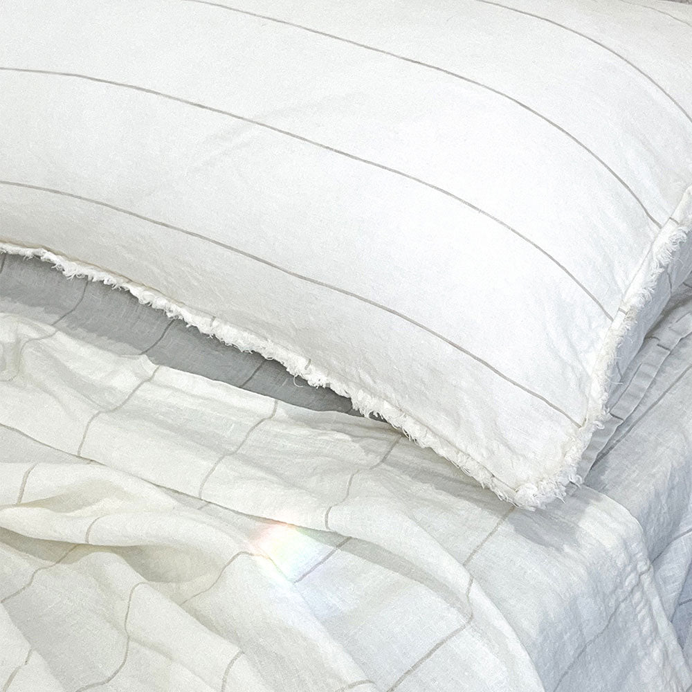 Carter French Linen Pillowcase Set - Off White w&