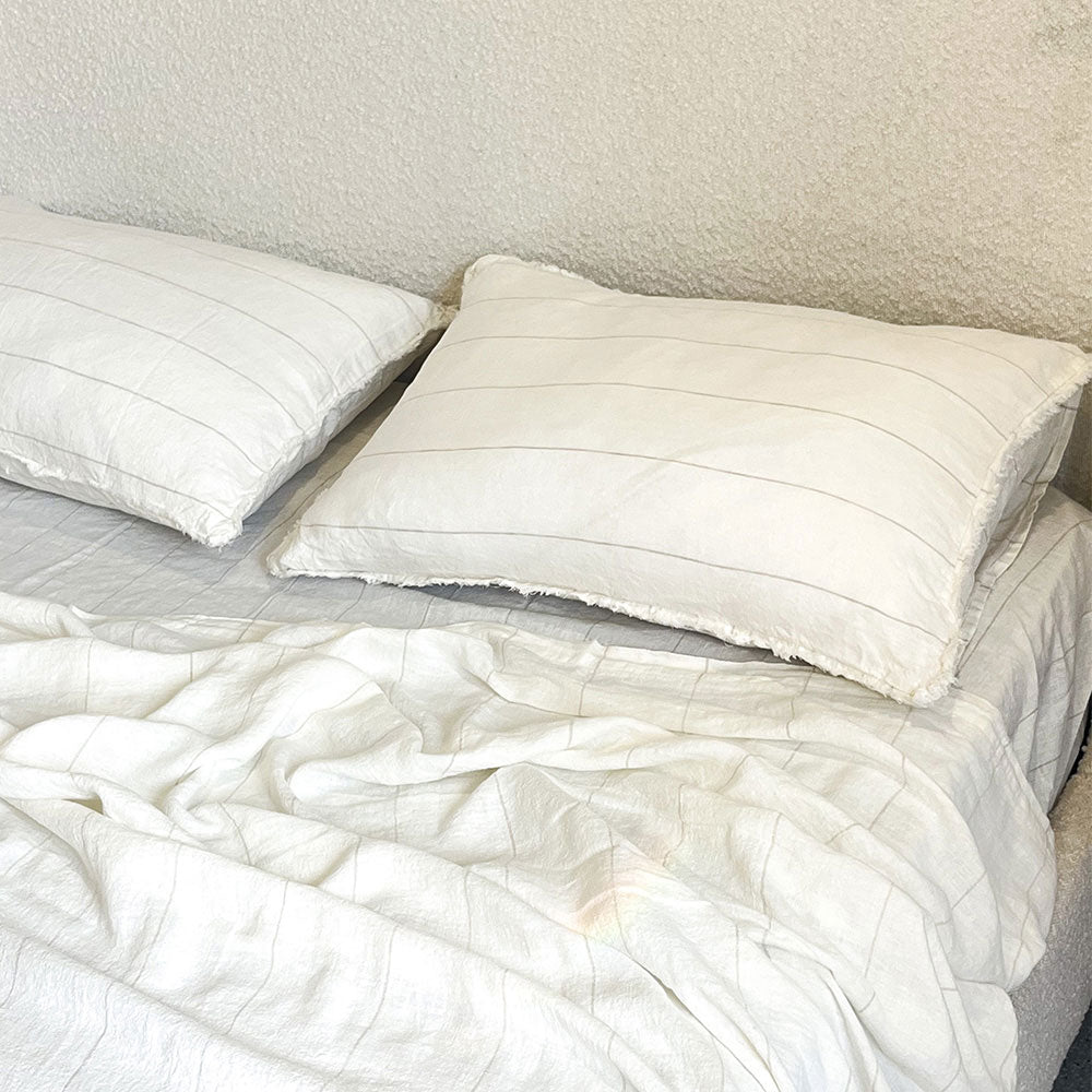 Carter French Linen Pillowcase Set - Off White w&