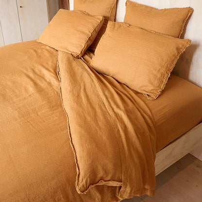 French Linen Duvet Cover - Ochre