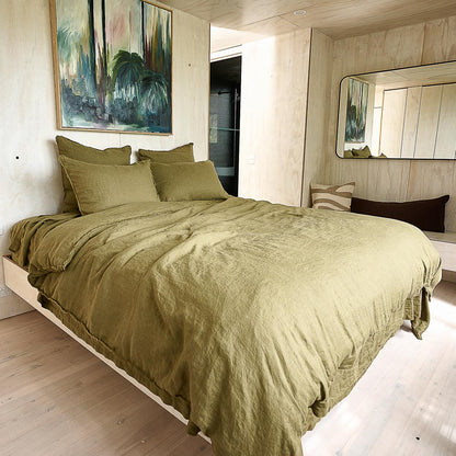 French Linen Flat Sheet - Olive