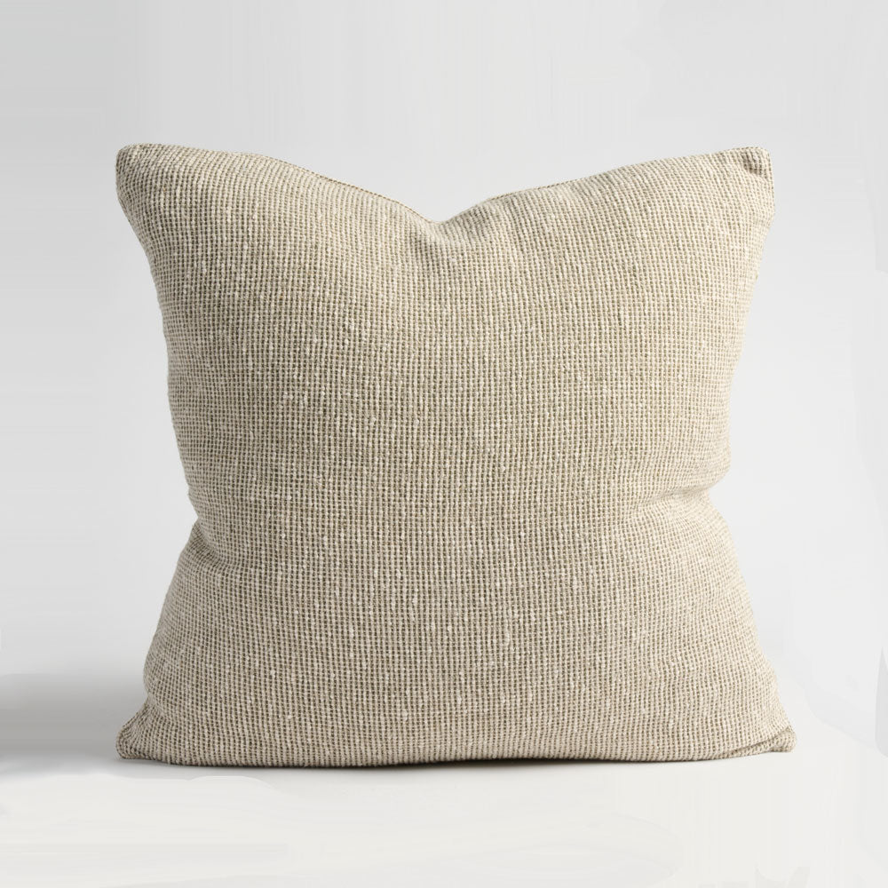 Verdure Linen Cushion - Natural/Green