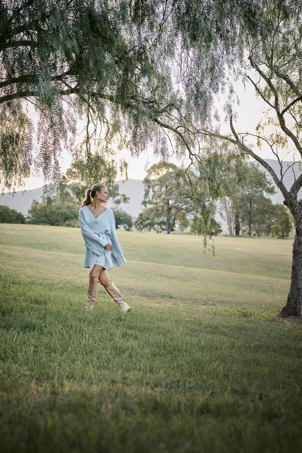 Frida Linen Dress - Soft Blue