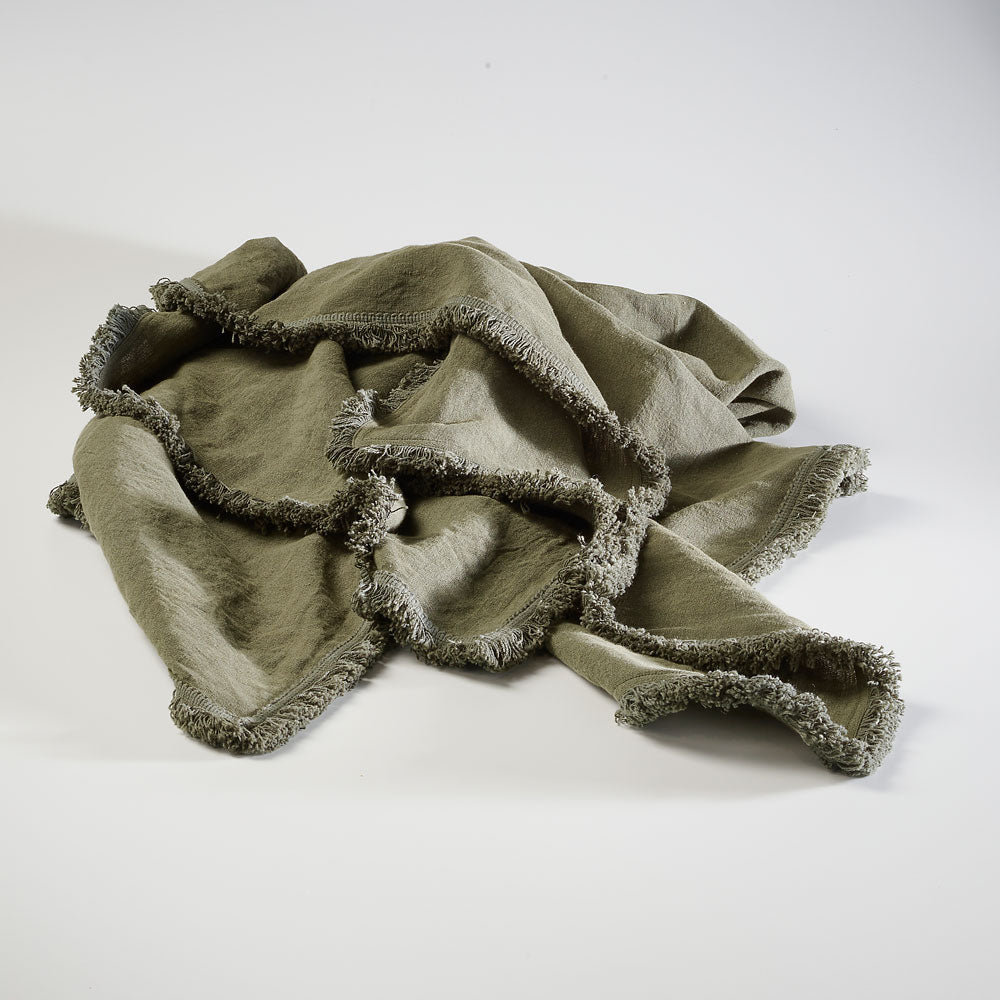 Luca® Boho Linen Throw - Khaki