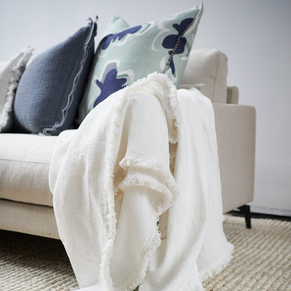 Luca® Boho Linen Throw - Off White