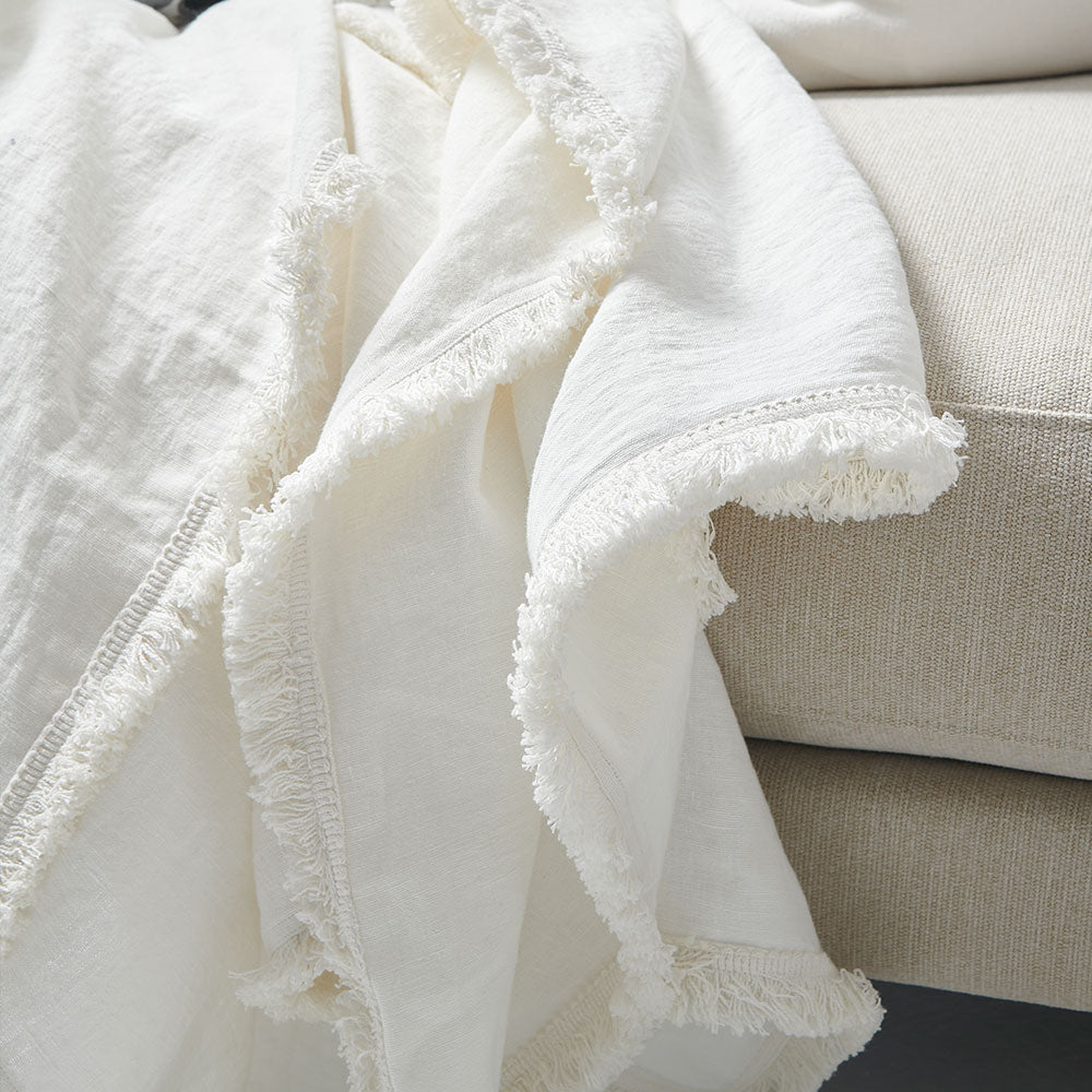 Luca® Boho Linen Throw - Off White