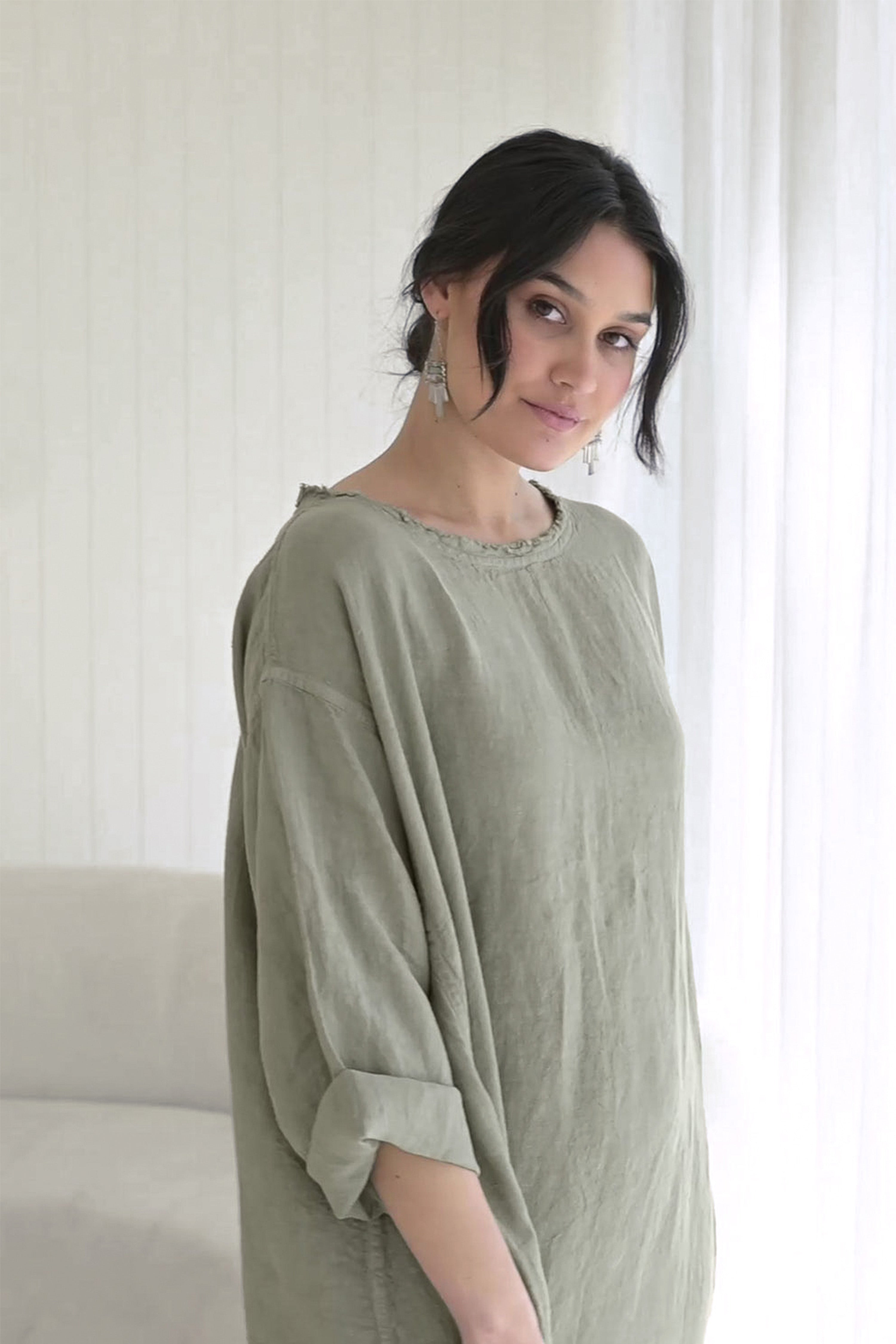 The Malle Linen Dress - Pistachio