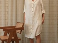 Carter Fundamental Linen Shirt Dress - Off White w&