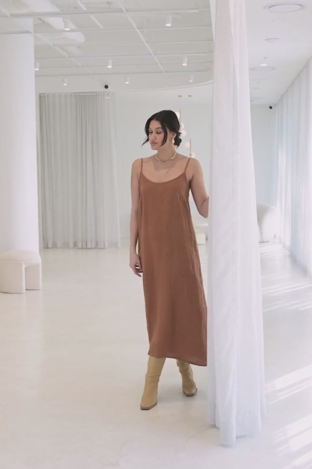 Fundamental Linen Midi Dress - Nutmeg – Eadie Lifestyle