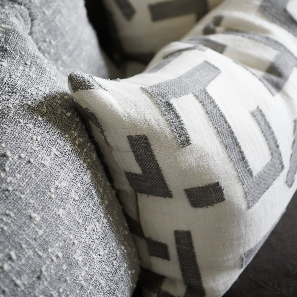 Antico Linen Cushion - White/Slate - Eadie Lifestyle