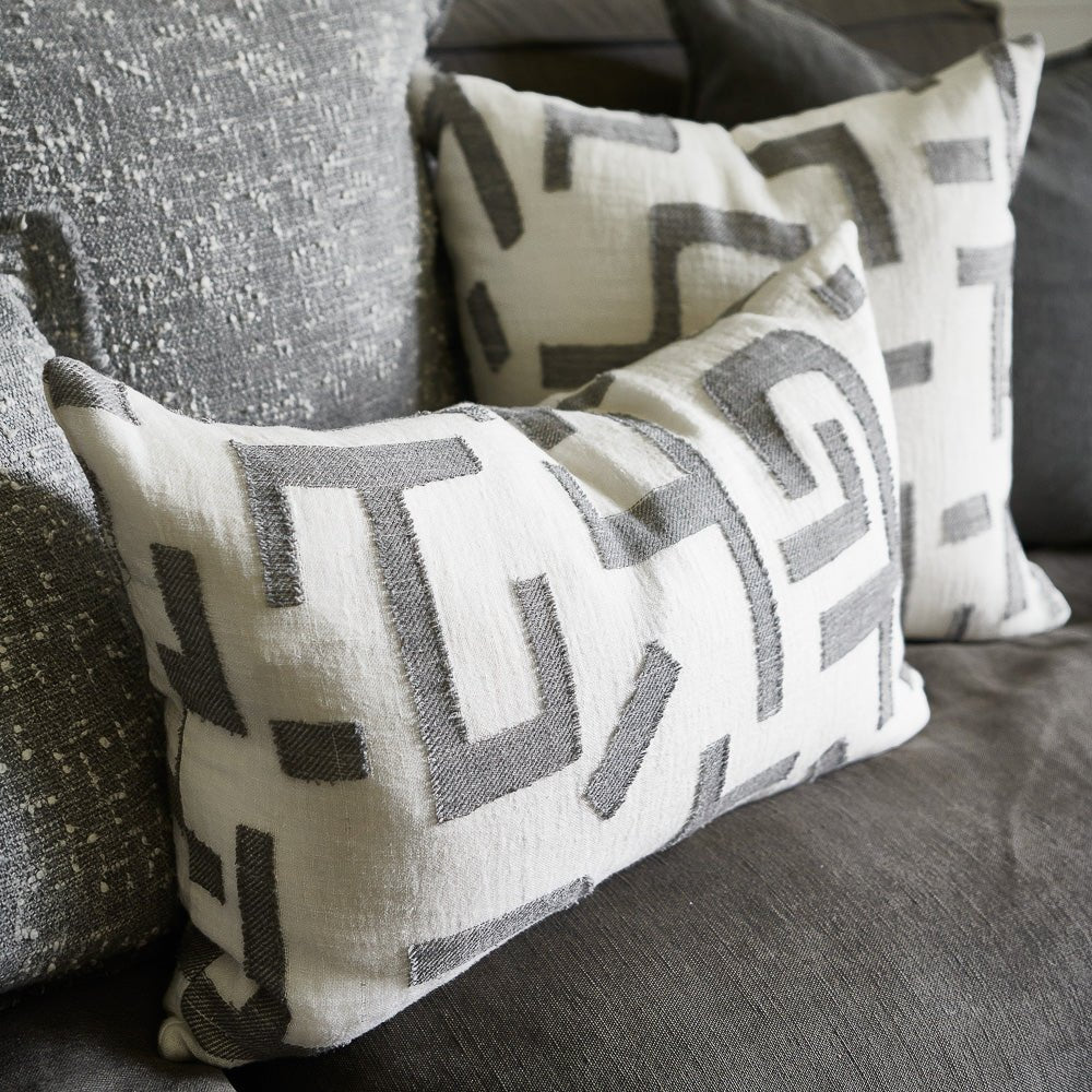 Antico Linen Cushion - White/Slate - Eadie Lifestyle