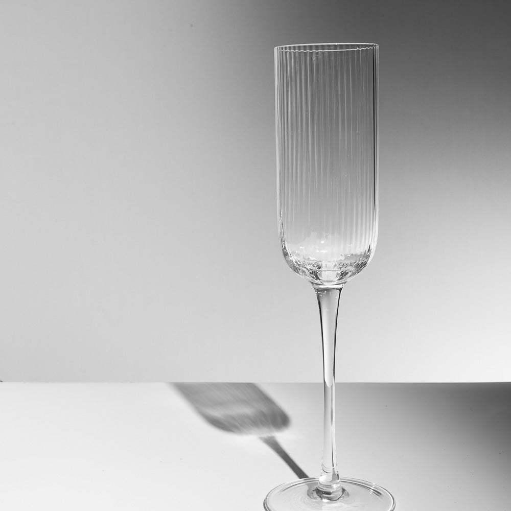 Atticus Ribbed Champagne Glass (S4) - Clear - Eadie Lifestyle