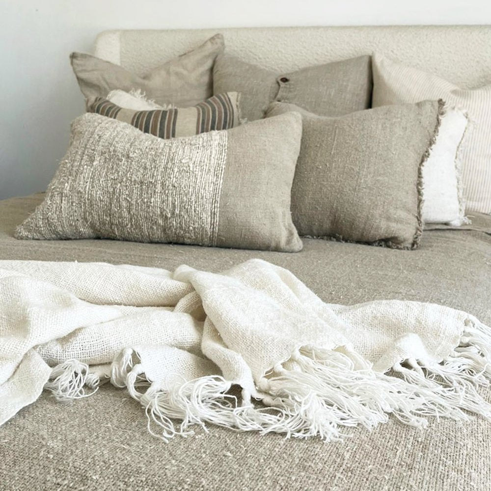 Ivory bed throw sale