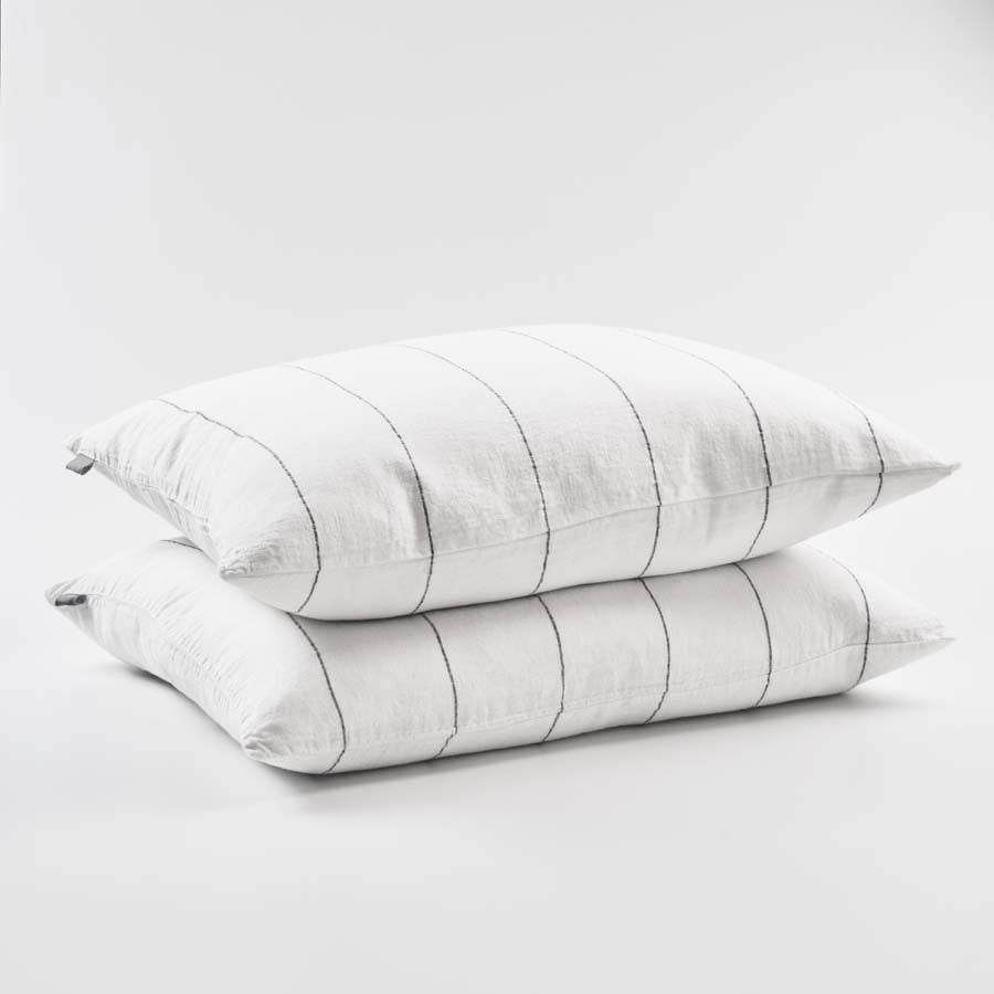 Carter Linen Pillowcase Set - White w&