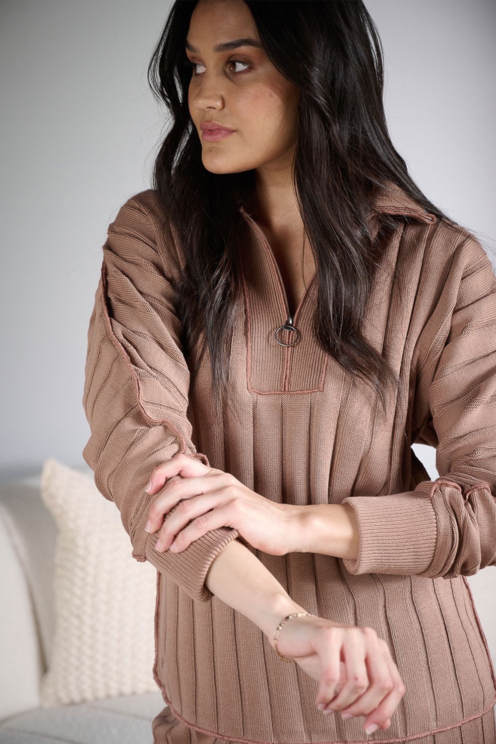 Catalina Zip Sweater - Clay - Eadie Lifestyle