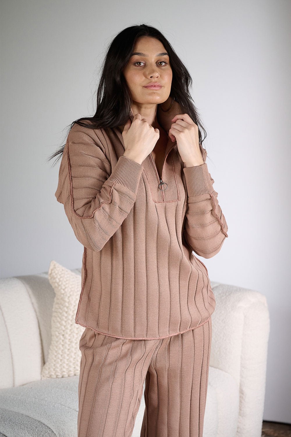 Catalina Zip Sweater - Clay - Eadie Lifestyle