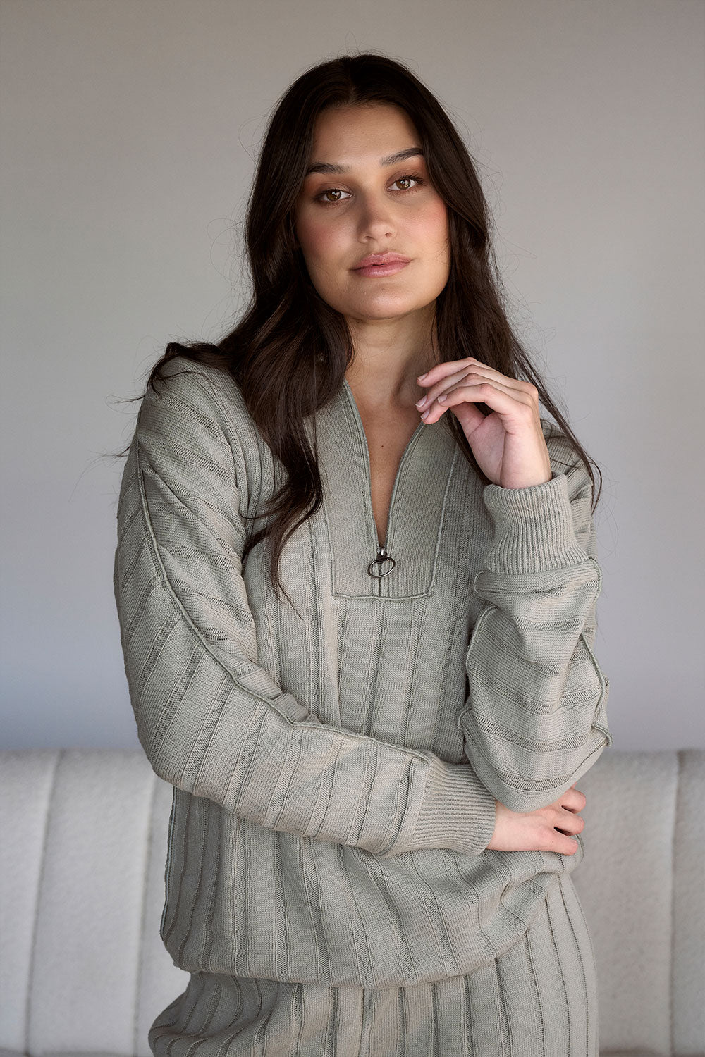 Catalina Zip Sweater - Pistachio - Eadie Lifestyle