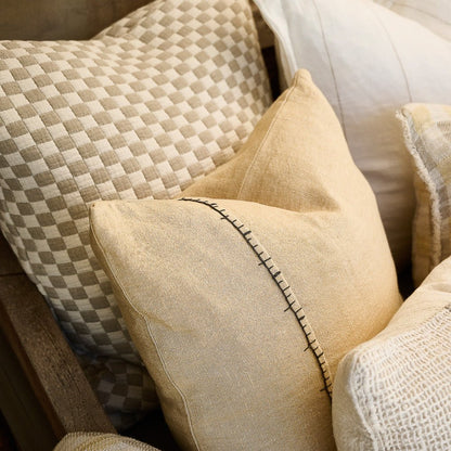 Ella Linen Cushion - Butter/Slate  - Eadie Lifestyle