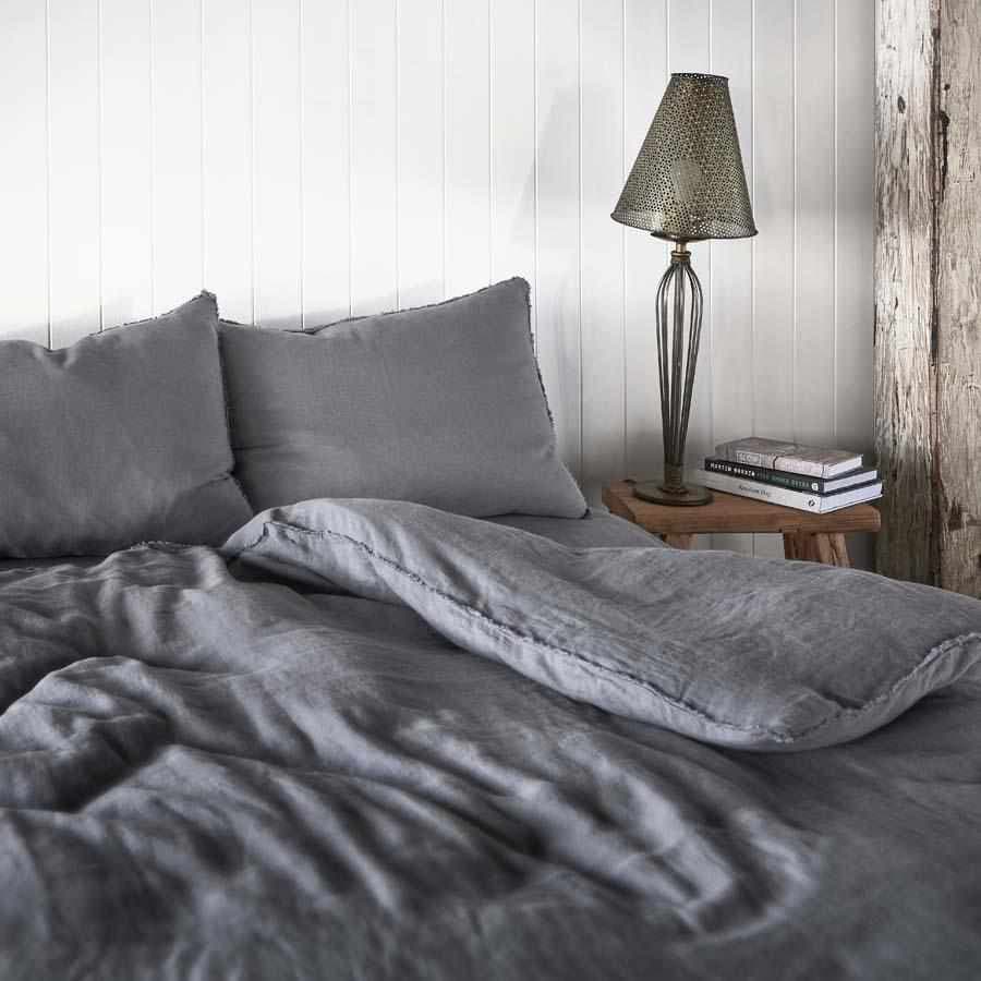 French Linen Quilt Cover - Slate - Eadie Lifestyle