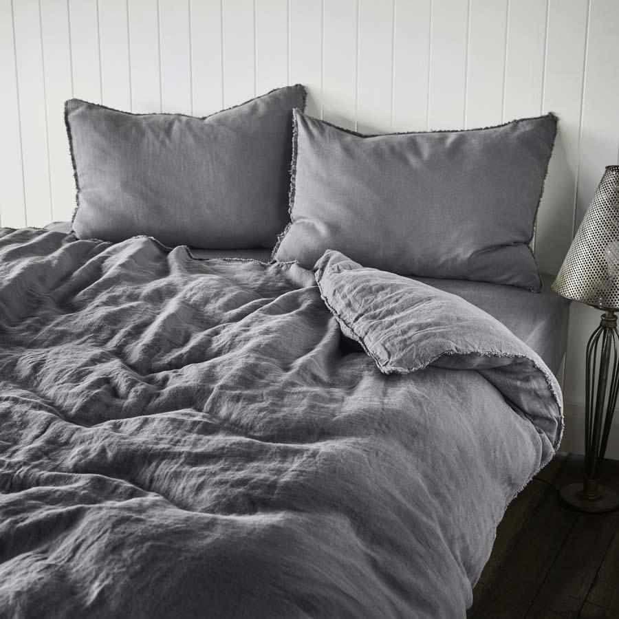 French Linen Quilt Cover - Slate - Eadie Lifestyle