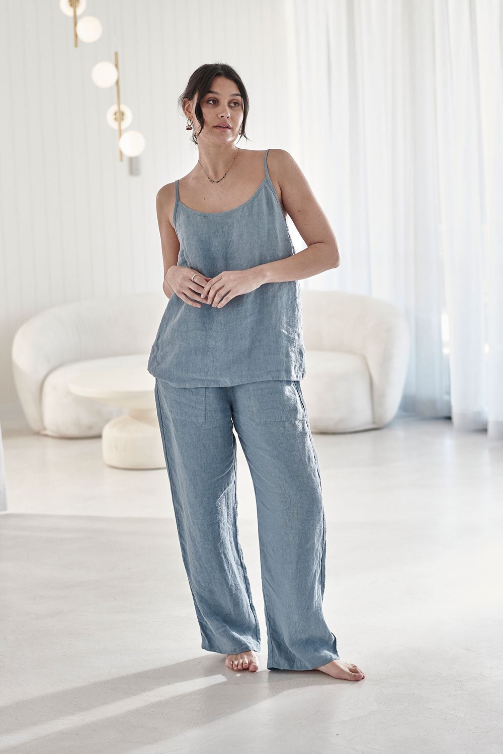 Fundamental Linen Cami - Blue - Eadie Lifestyle