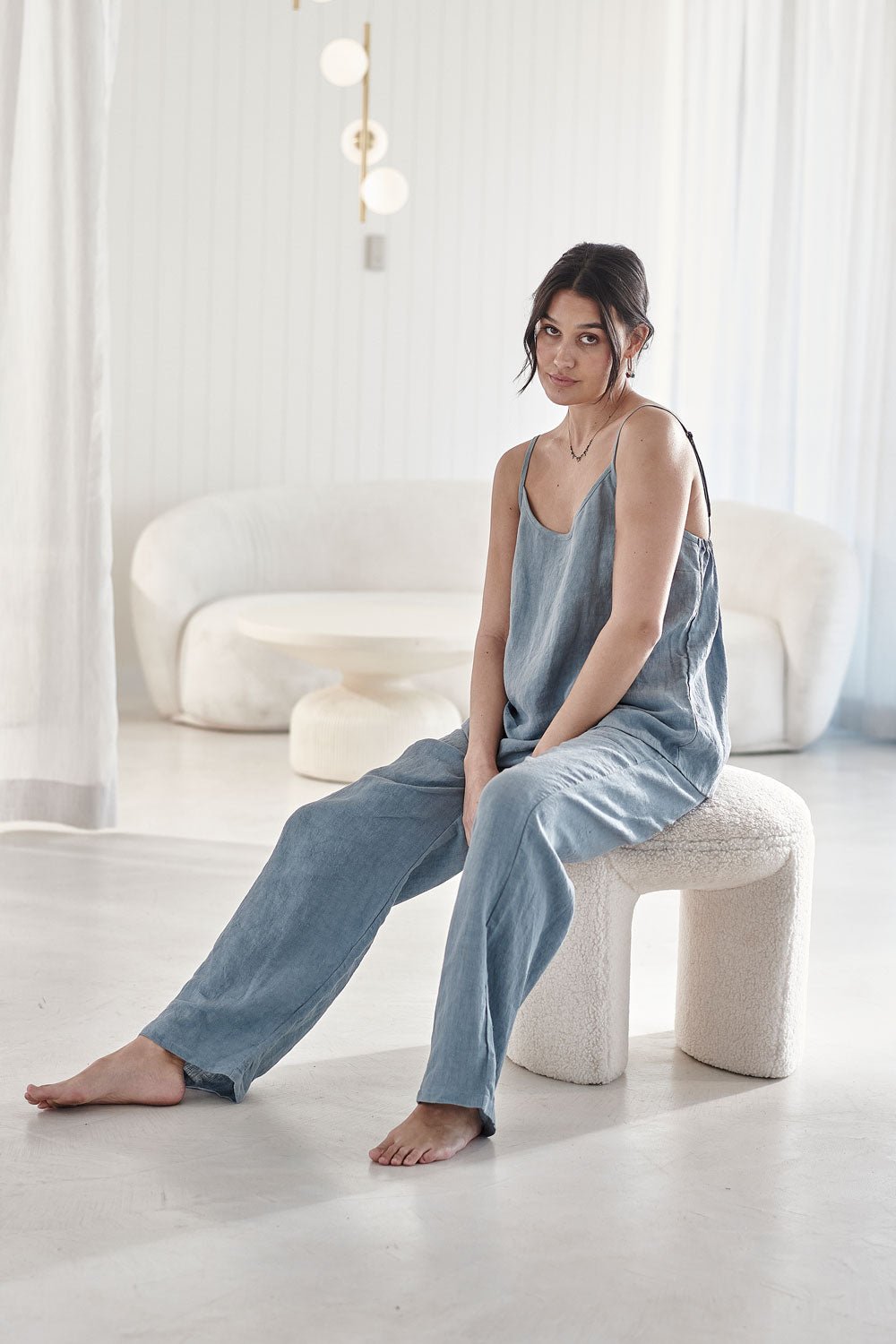 Fundamental Linen Cami - Blue - Eadie Lifestyle