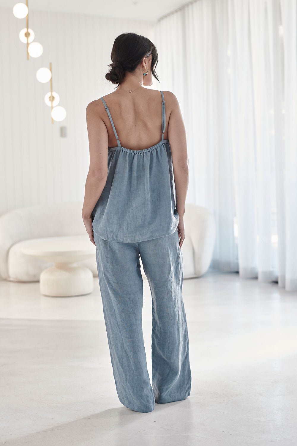 Fundamental Linen Cami - Blue - Eadie Lifestyle