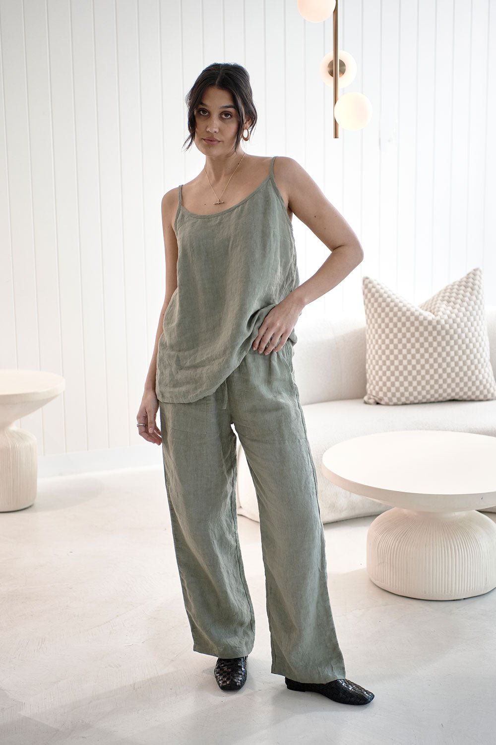 Fundamental Linen Cami - Pistachio - Eadie Lifestyle