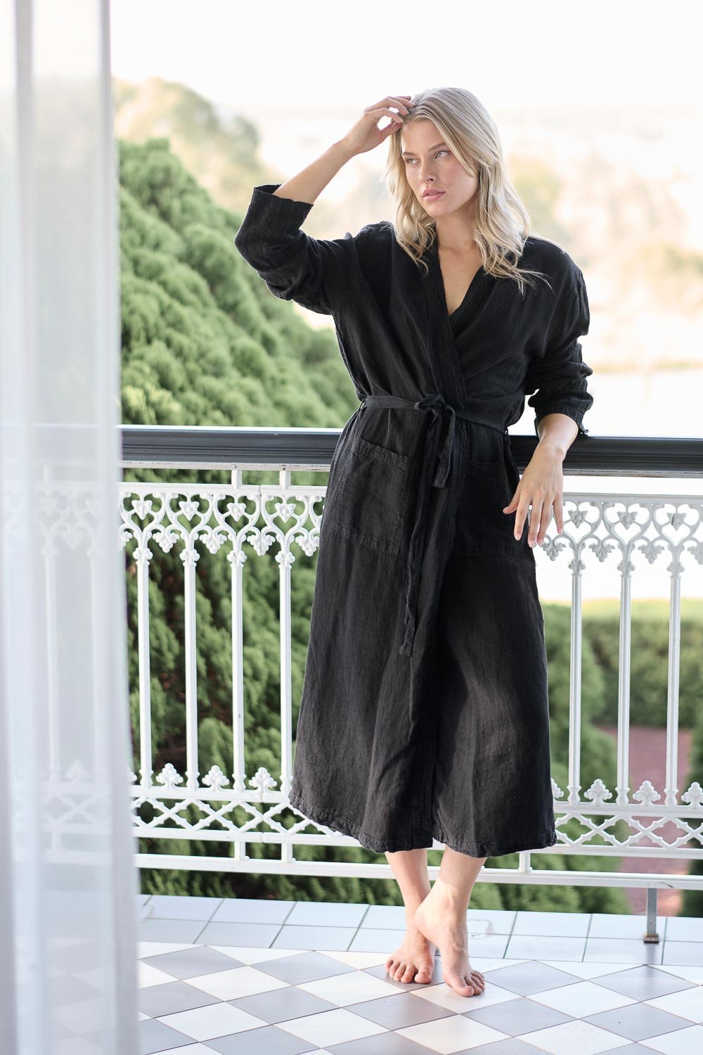 Fundamental Linen Robe - Black – Eadie Lifestyle