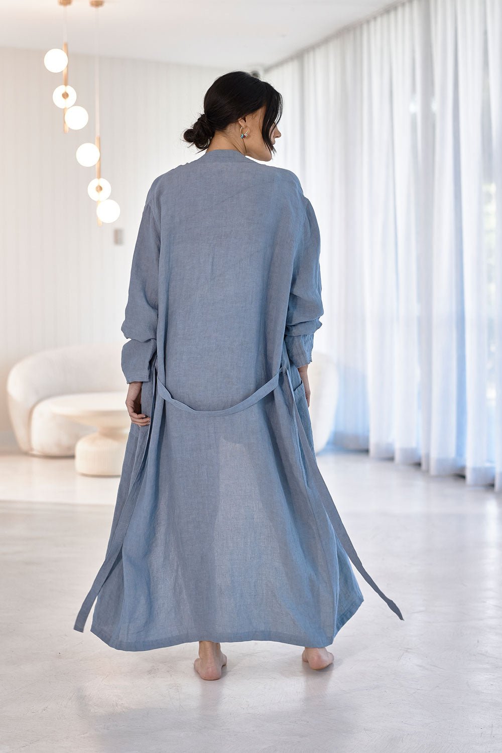 Fundamental Linen Robe - Blue - Eadie Lifestyle