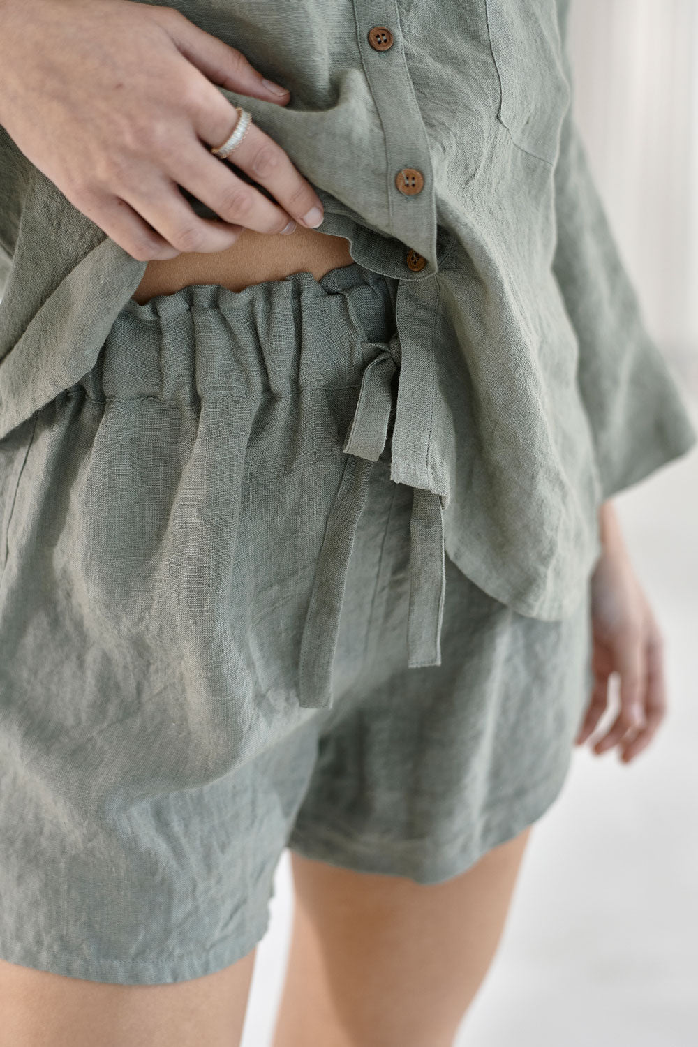 Fundamental Linen Shorts - Pistachio - Eadie Lifestyle