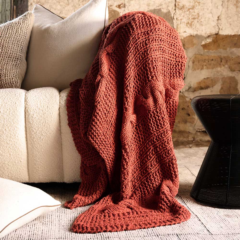 Rust knit blanket sale