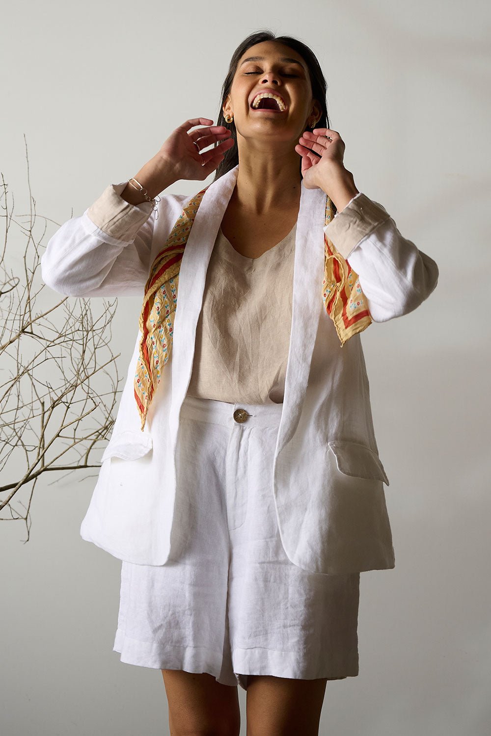 Linen Blazer - White - Eadie Lifestyle