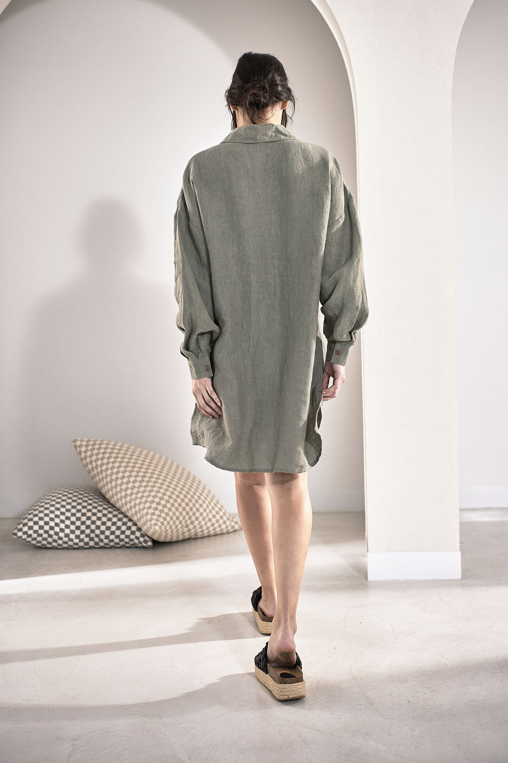 Linen Shift Dress - Pistachio  - Eadie Lifestyle