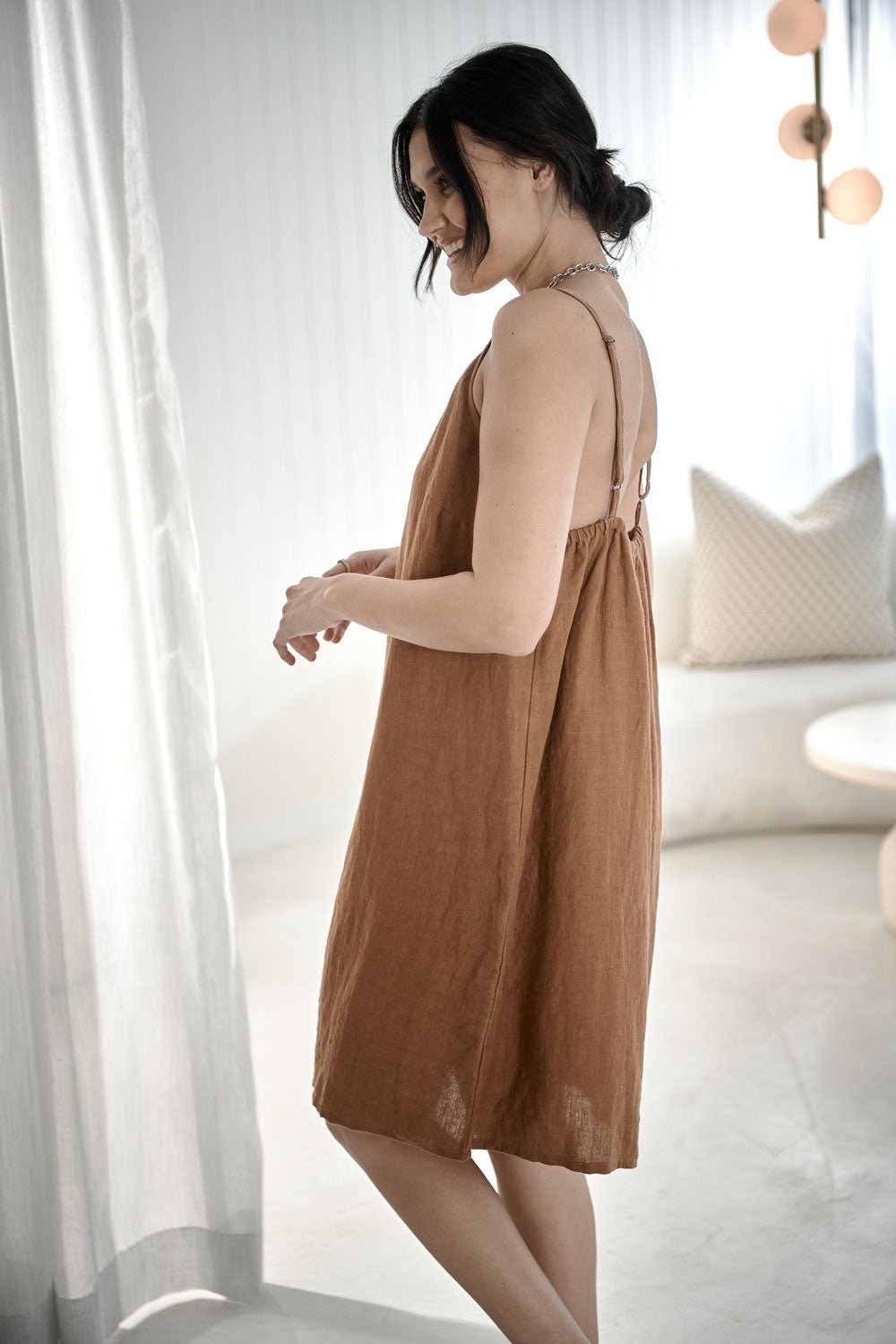 Linen Slip Dress - Nutmeg - Eadie Lifestyle