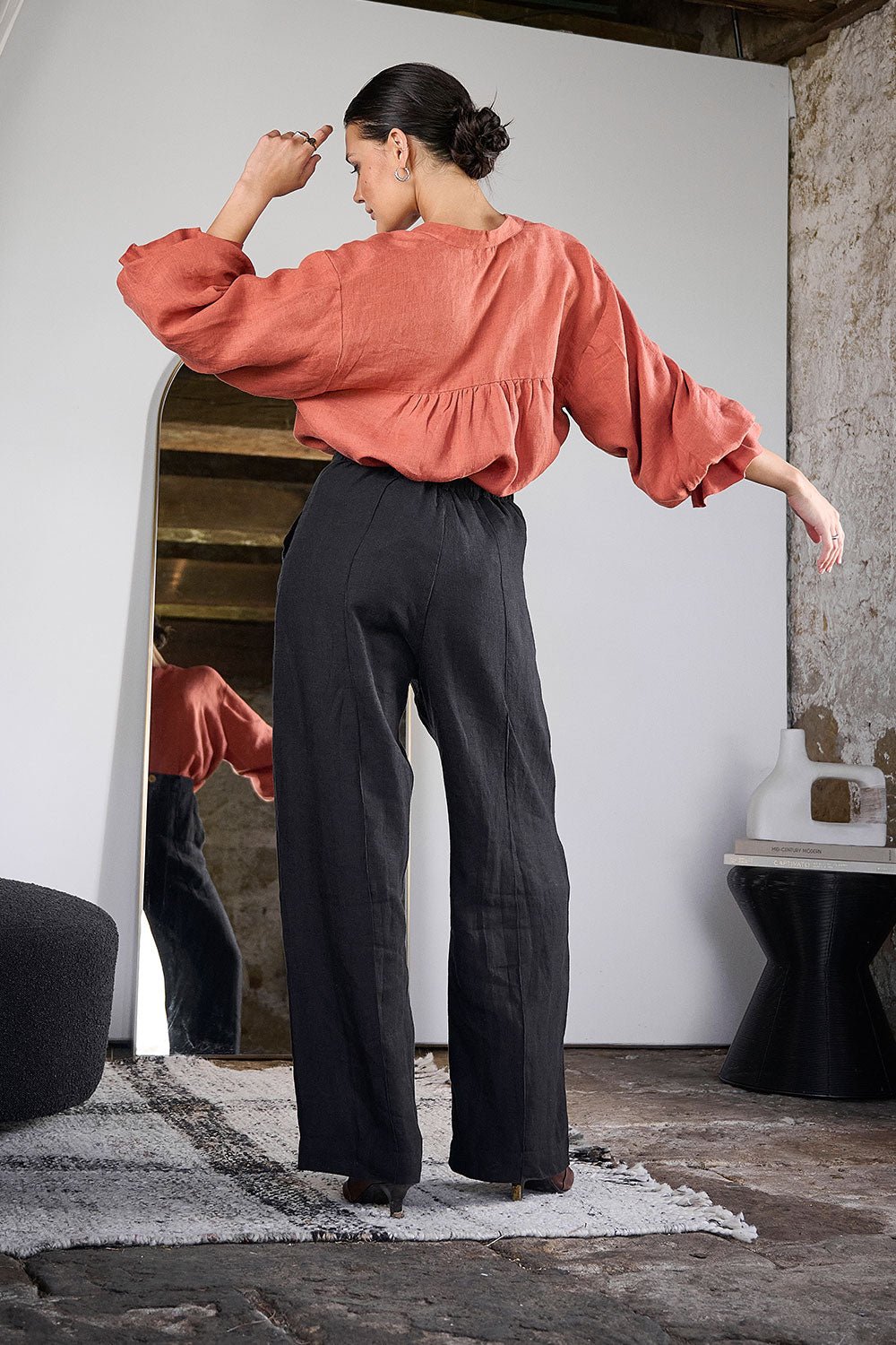 rennes — Old Man's Tailor | Garment Dyed Tapered Trousers in Black