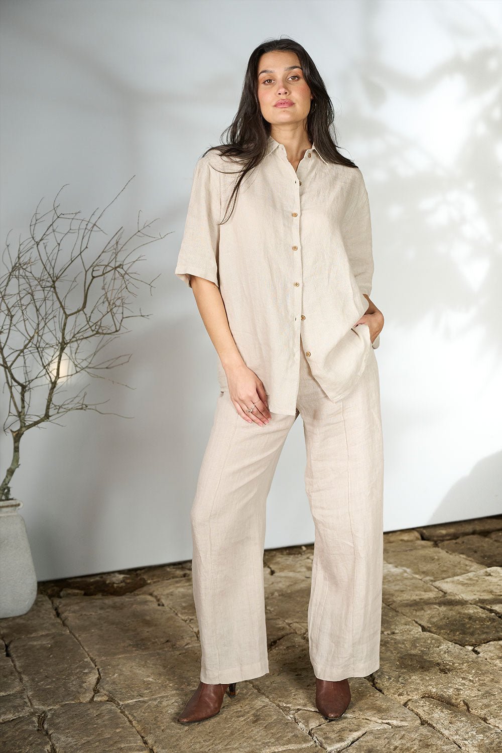 Tailored hot sale linen pants