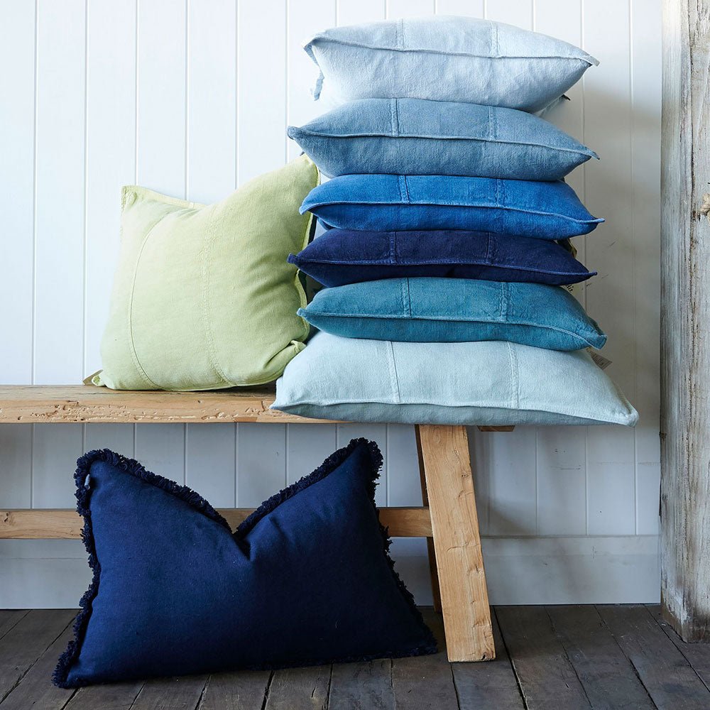 Blue linen outlet pillows