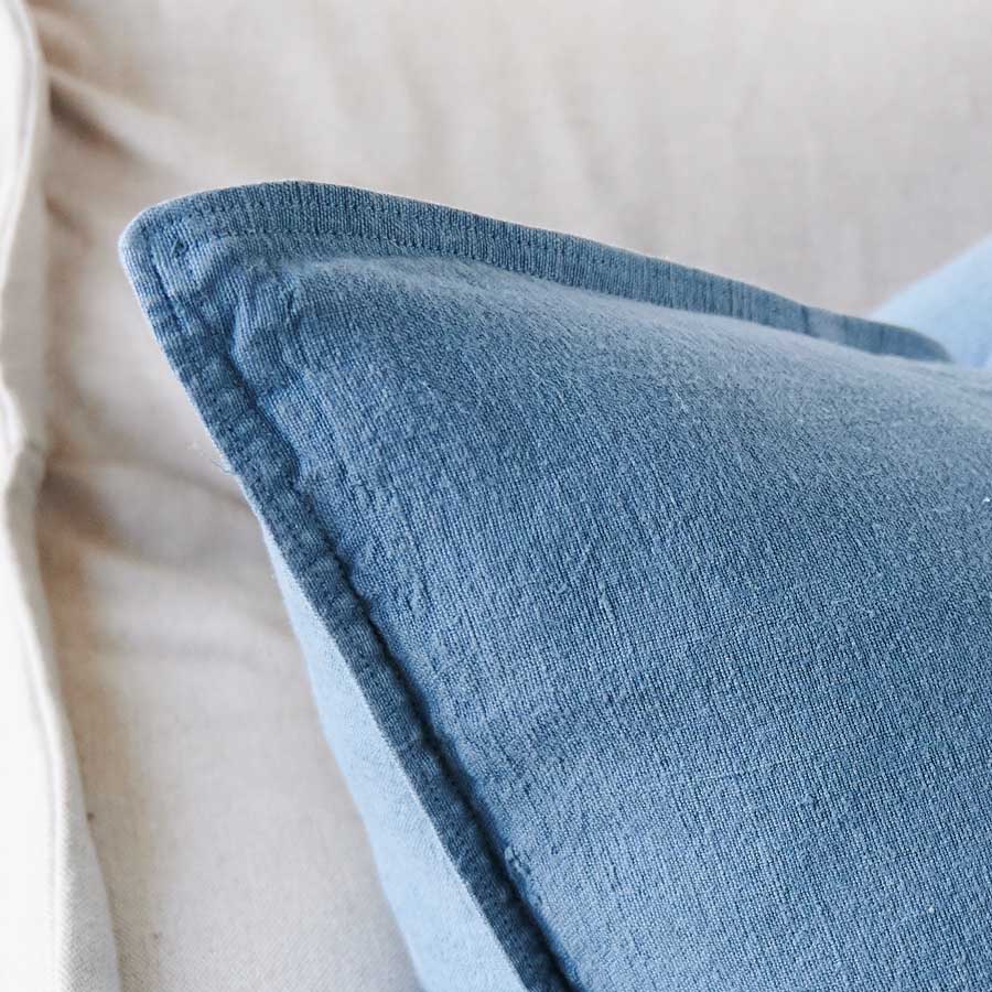 Blue best sale linen pillow