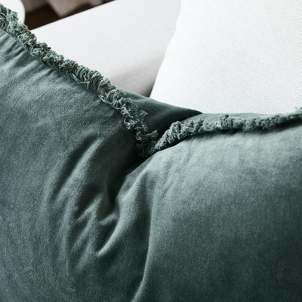 Lynette Boho Velvet Cushion - Khaki - Eadie Lifestyle