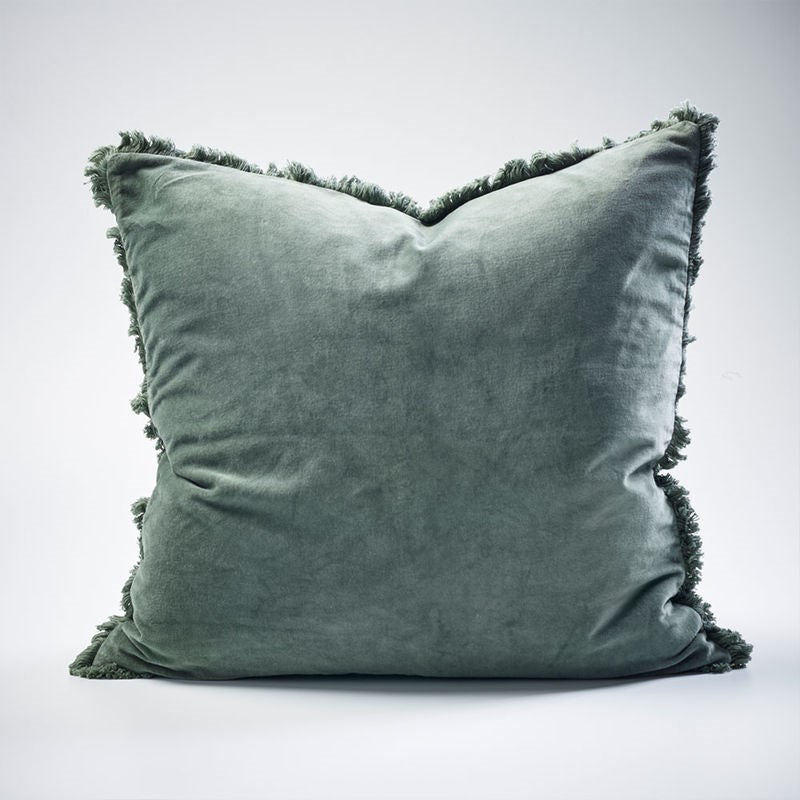 Lynette Boho Velvet Cushion - Khaki - Eadie Lifestyle