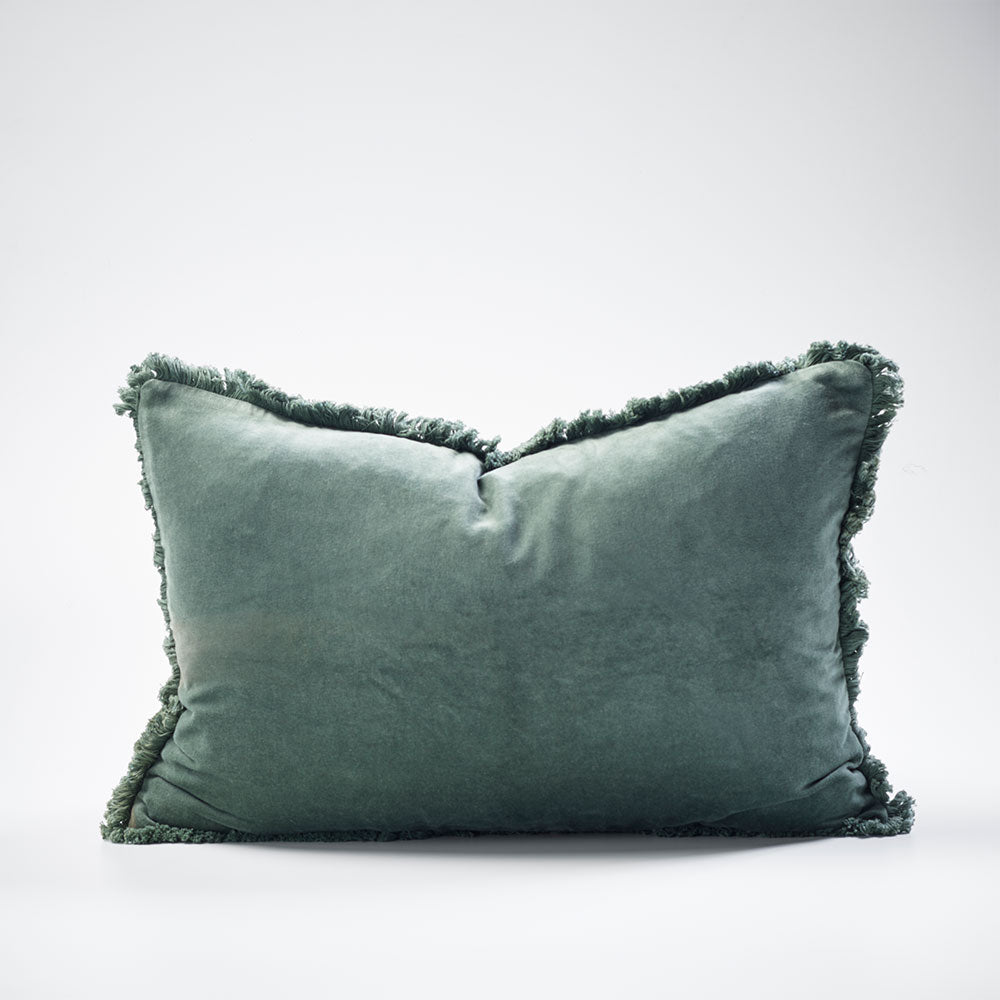 Lynette Boho Velvet Cushion - Khaki - Eadie Lifestyle