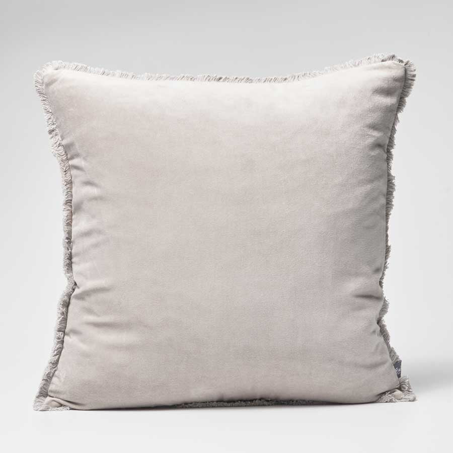 Lynette Silver Grey Boho Velvet Cushion | Eadie Lifestyle