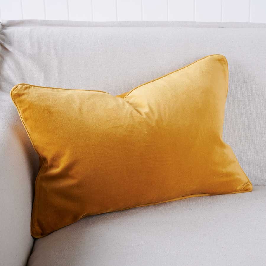 Mustard yellow velvet outlet cushion