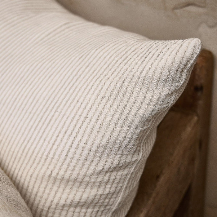 Marina Cushion - White w' Silver Grey Stripe - Eadie Lifestyle