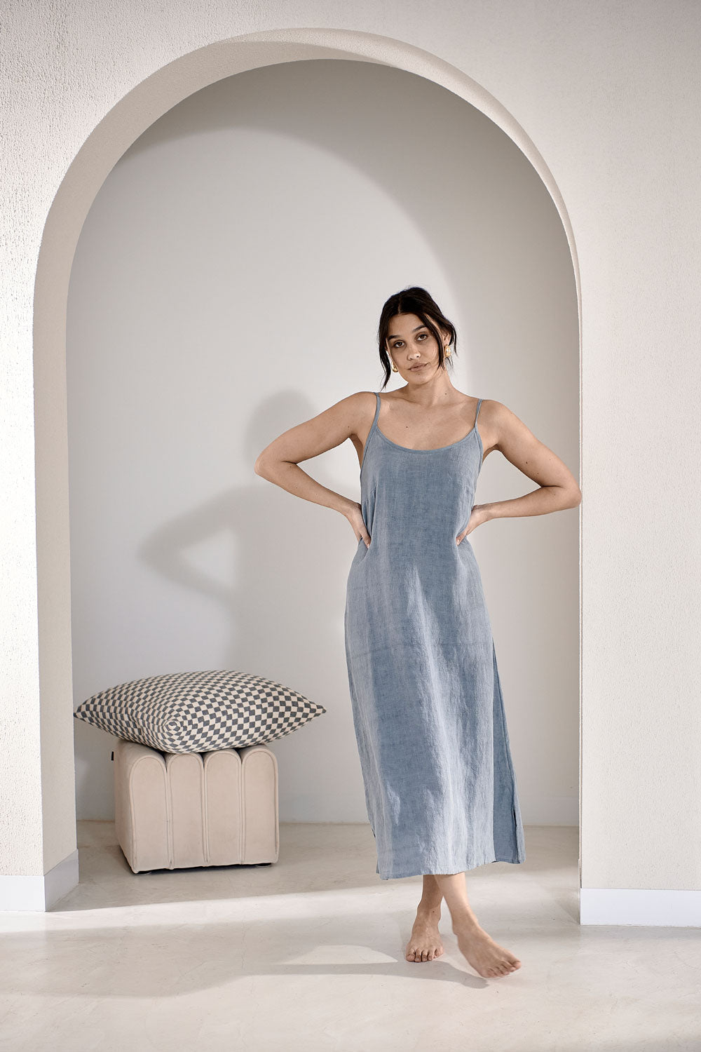 Blue midi 2024 slip dress