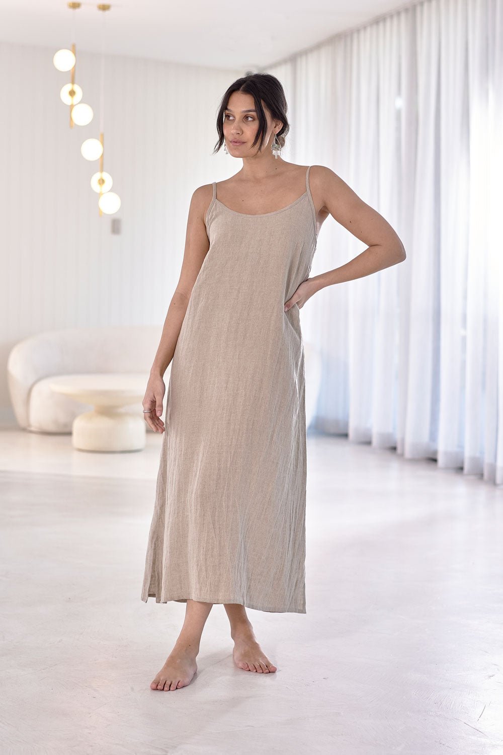 Fundamental Linen Midi Natural Eadie Lifestyle