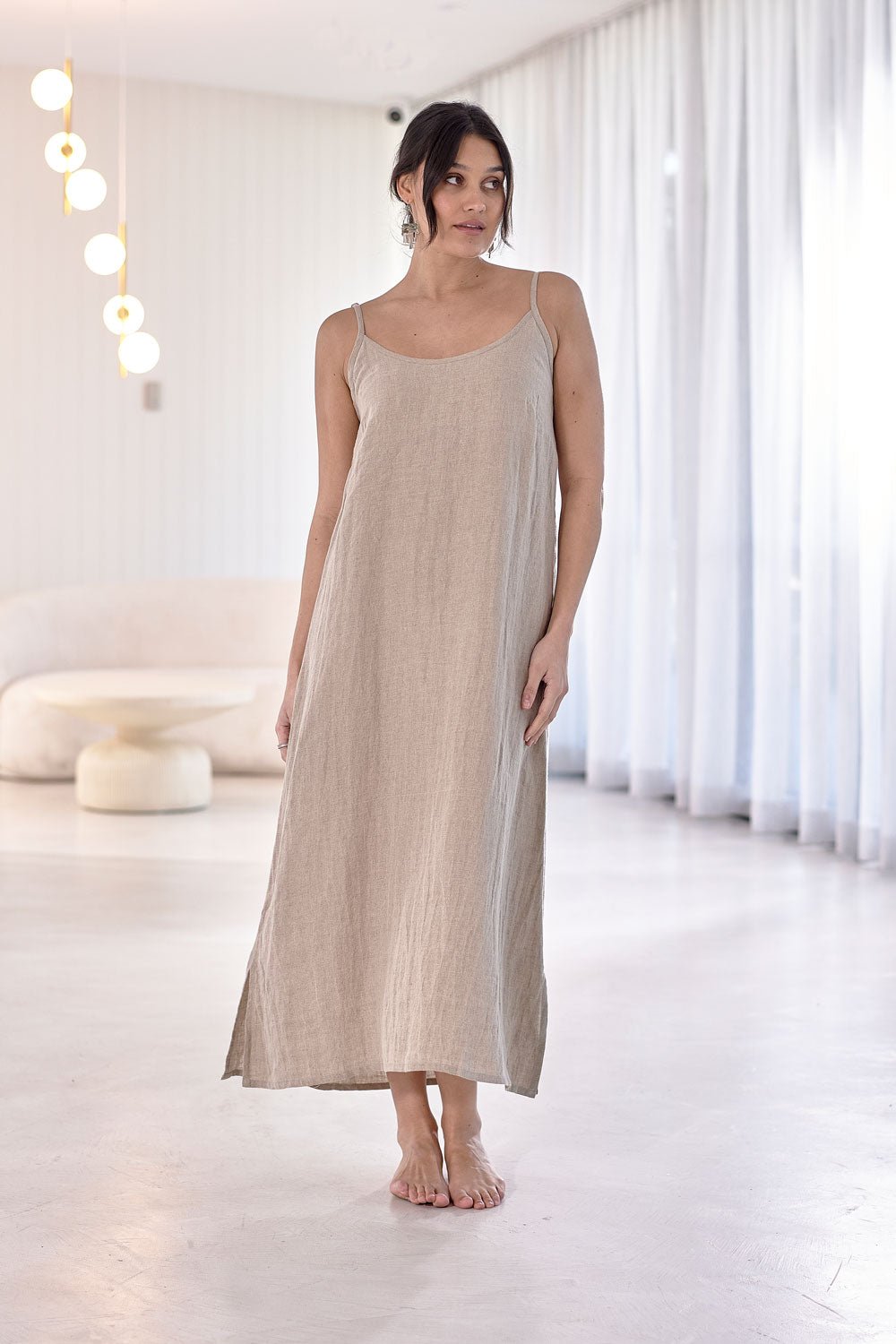 Fundamental Linen Midi Dress - Natural