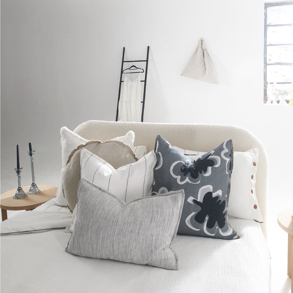 Myra Slate/White Stripe Cushion - Eadie Lifestyle